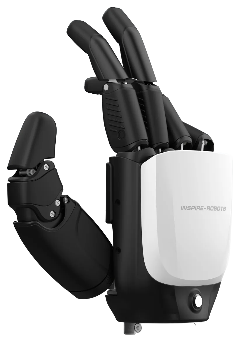 Mano Inspire RH56E2 de cinco dedos negros con el dorso blanco