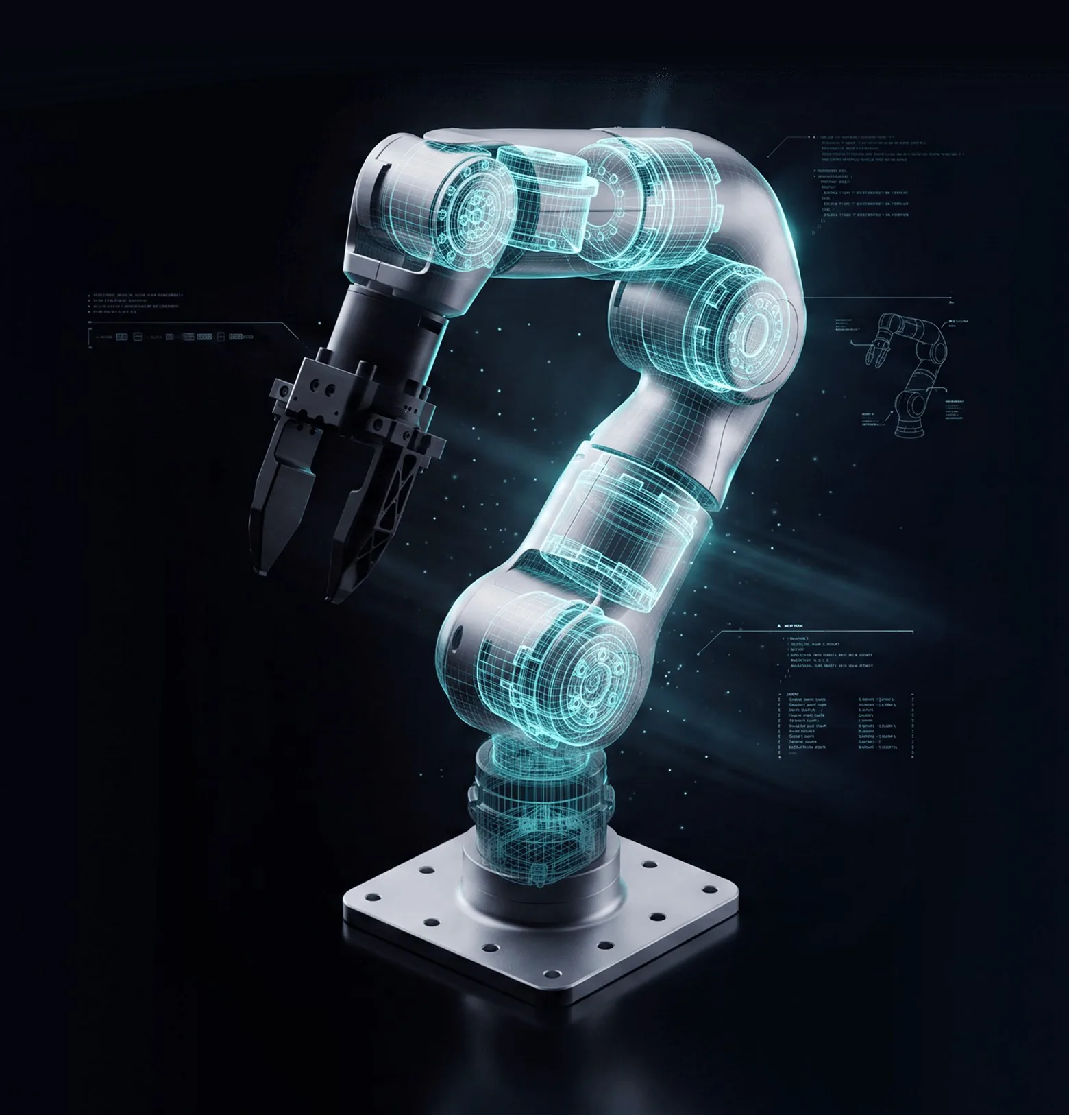 Render del R1-7a que deja ver sus articulaciones internas en azul